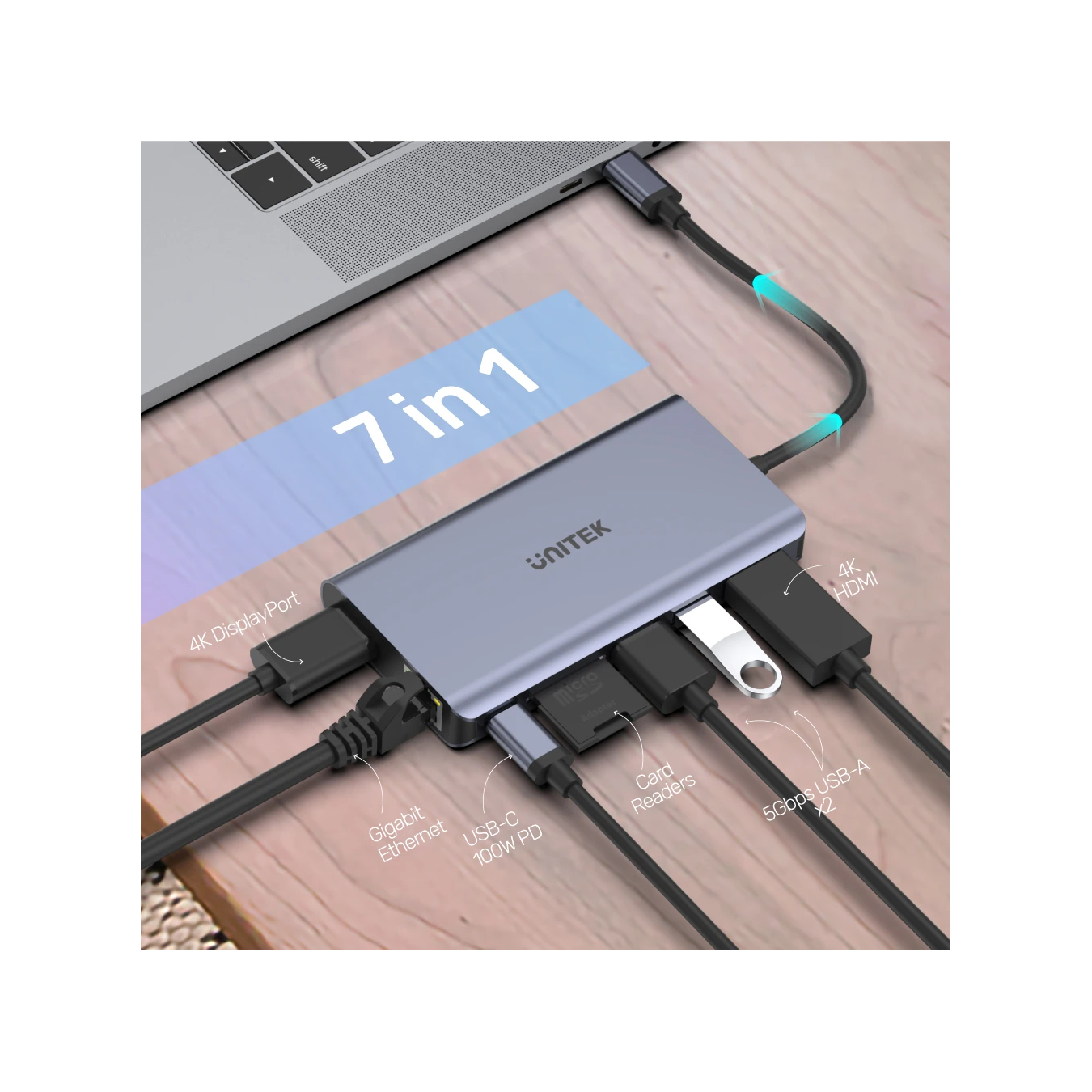 Unitek D1056A USB-C Hub – 4K HDMI/DP PD 100W | Armenius Store