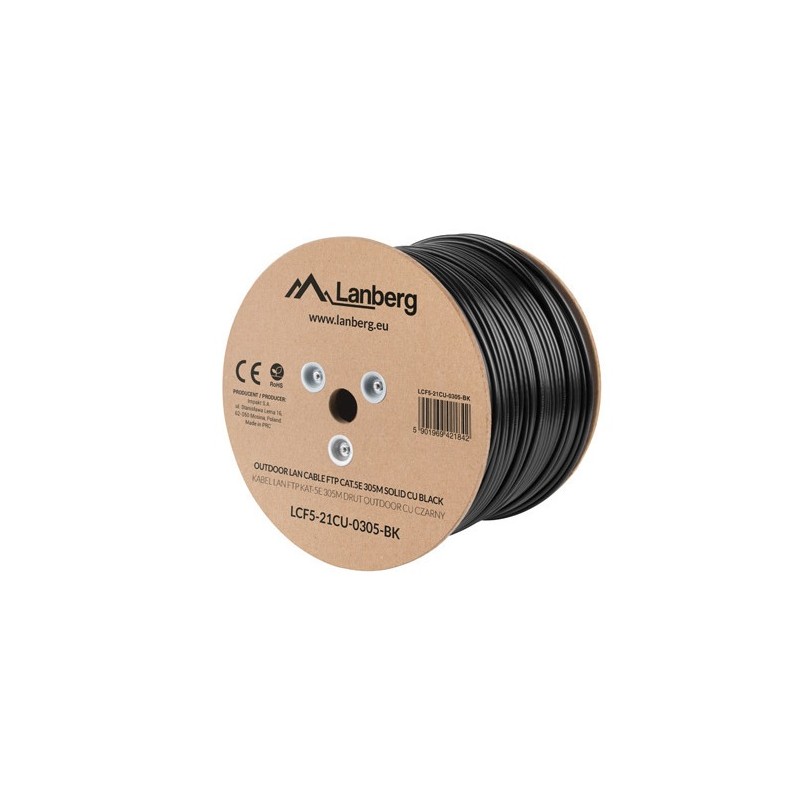 Buy Lanberg CAT5e FTP CU Cable Outdoor 305m Black - LCF5-21CU-0305-BK - Cat5e FT... in Cyprus, Nicosia, Limassol, Larnaka, Pafos