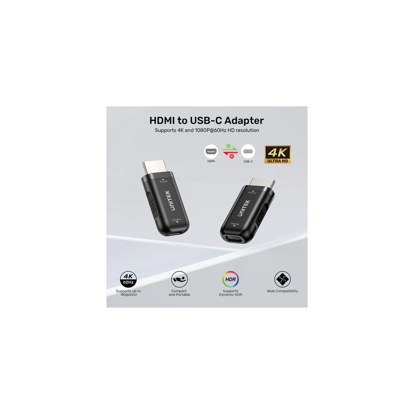 Unitek HDMI Female to USB-C Male Adaptor - V1187B - HDMI Female to USB-C Male Adaptor 4K — Buy in Cyprus with Fast Delivery