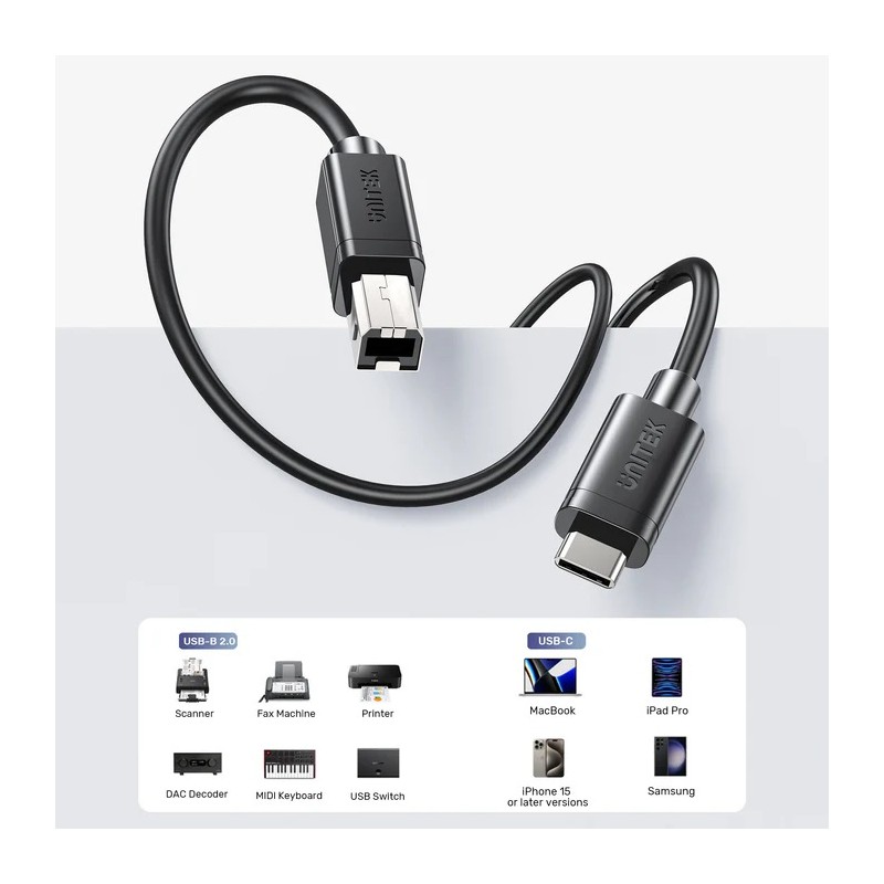 Buy Unitek USB-C 2.0 to USB-B Printer Cable 2.0m - USB-C to USB-B Cable in Cyprus, Nicosia, Limassol, Larnaka, Pafos
