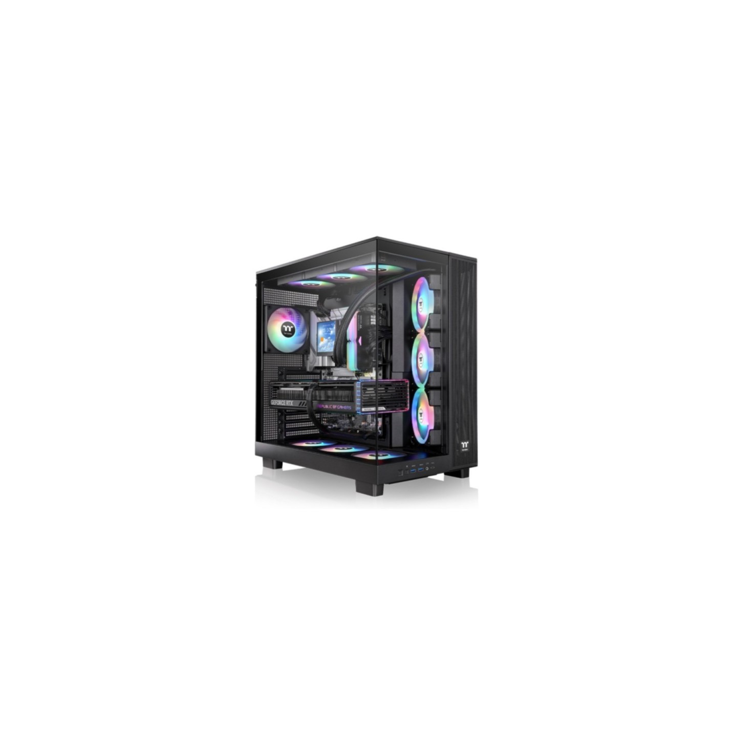 Thermaltake View 380 XL TG ARGB CA-1E7-00M1WN-00 - Mid Tower PC Case, Black, Tempered Glass, 4x ARGB Fans (Boxed)