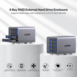 Buy Unitek 4-Bay External SATA 2.5 3.5 HDD SSD Enclosure with RAID USB-A S1301A in Cyprus, Nicosia, Limassol, Larnaka, Pafos