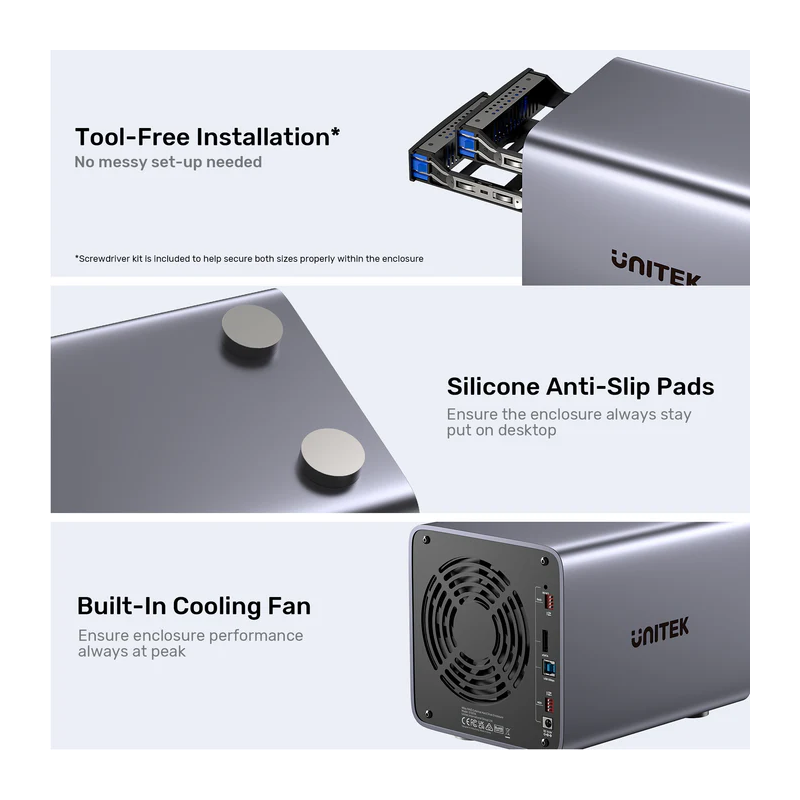 Buy Unitek 4-Bay External SATA 2.5 3.5 HDD SSD Enclosure with RAID USB-A S1301A in Cyprus, Nicosia, Limassol, Larnaka, Pafos