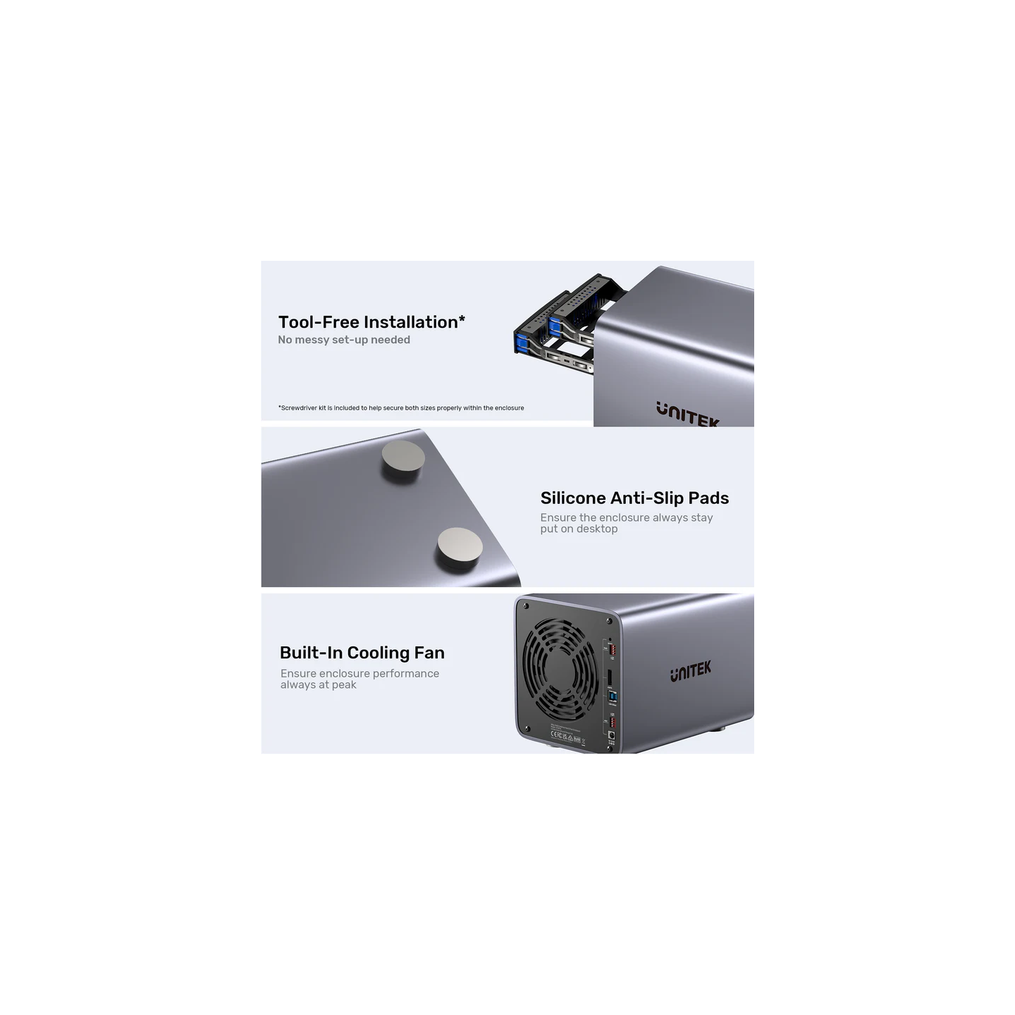 Unitek 4-Bay External SATA 2.5 3.5 HDD SSD Enclosure with RAID USB-A S1301A — Buy in Cyprus with Fast Delivery