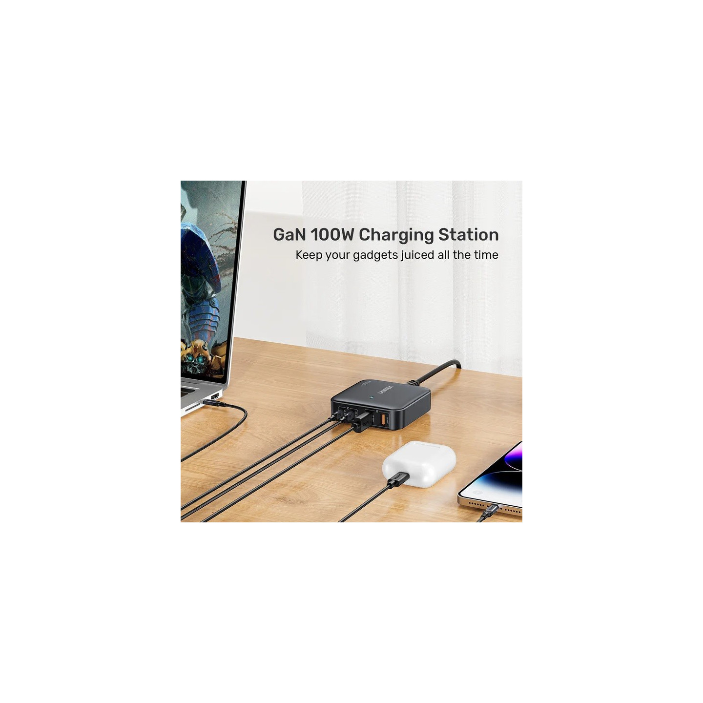 Unitek Charge Desktop - P1229ABK - 100W 4in1 GaN Charger Black — Buy in Cyprus with Fast Delivery