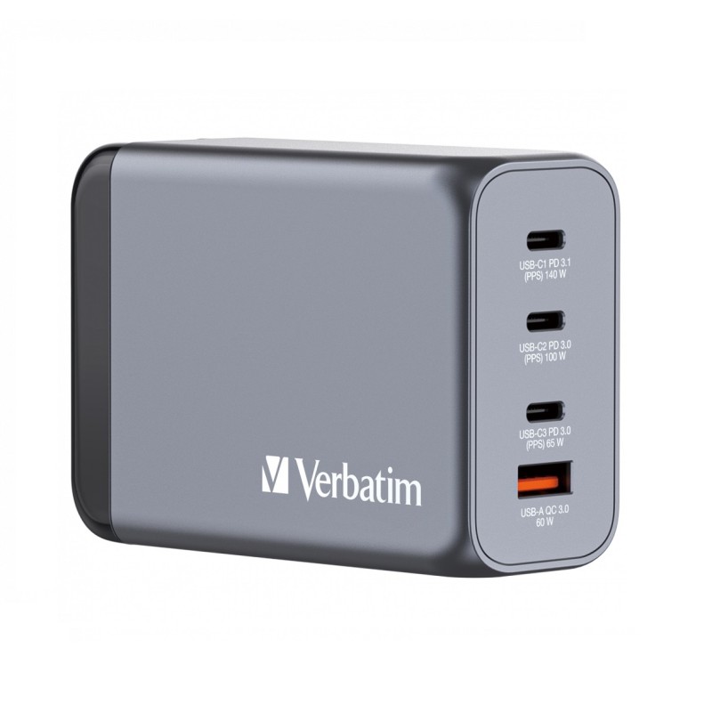 Buy Verbatim GaN Charger - GNC-240 - 4 Port 240W USB A C (EU UK US) in Cyprus, Nicosia, Limassol, Larnaka, Pafos