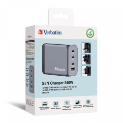 Buy Verbatim GaN Charger - GNC-240 - 4 Port 240W USB A C (EU UK US) in Cyprus, Nicosia, Limassol, Larnaka, Pafos