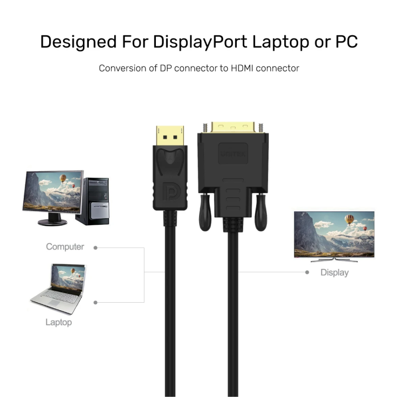 Buy Unitek Displayport to DVI Cable - Y-5118BA - Displayport to DVI Cable 1.8m B... in Cyprus, Nicosia, Limassol, Larnaka, Pafos
