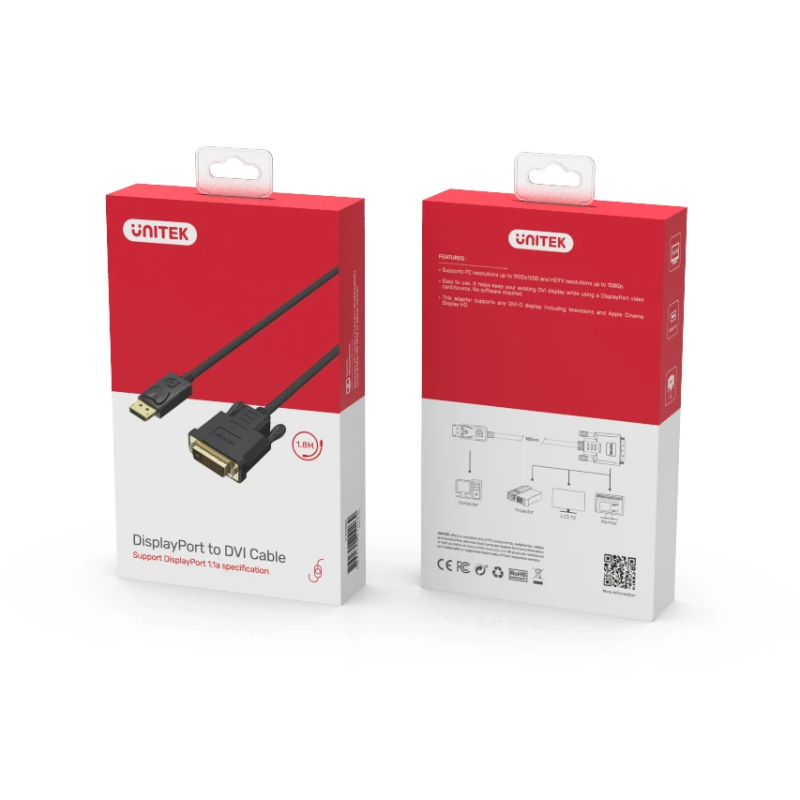 Buy Unitek Displayport to DVI Cable - Y-5118BA - Displayport to DVI Cable 1.8m B... in Cyprus, Nicosia, Limassol, Larnaka, Pafos