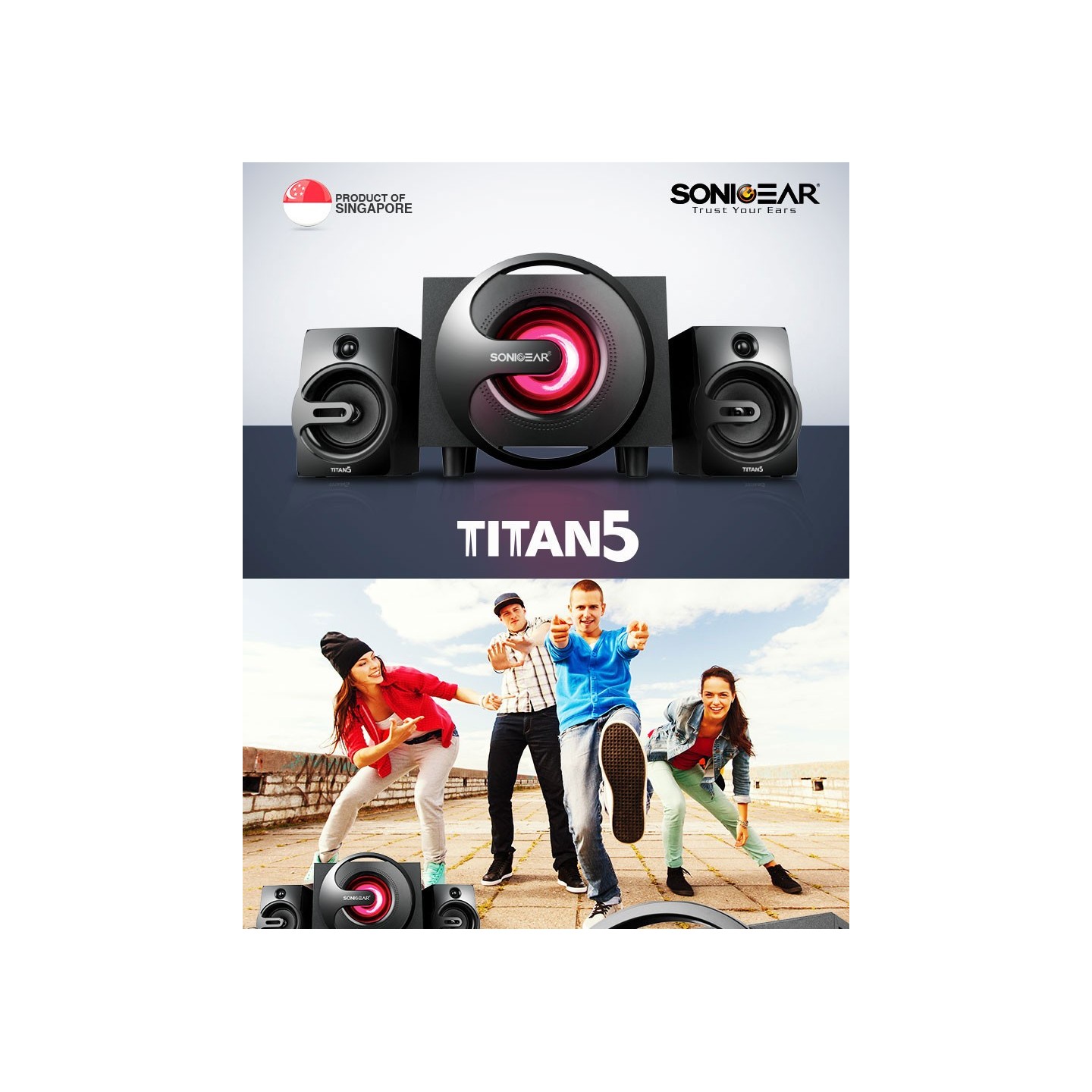 SonicGear 2.1 PC Speakers - Titan5 - BT USB FM LED 40W — Buy in Cyprus with Fast Delivery