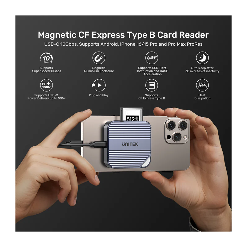 Buy Unitek Card Reader Magnetic CF Express Type B 10Gbps - S1244B - PD100W in Cyprus, Nicosia, Limassol, Larnaka, Pafos