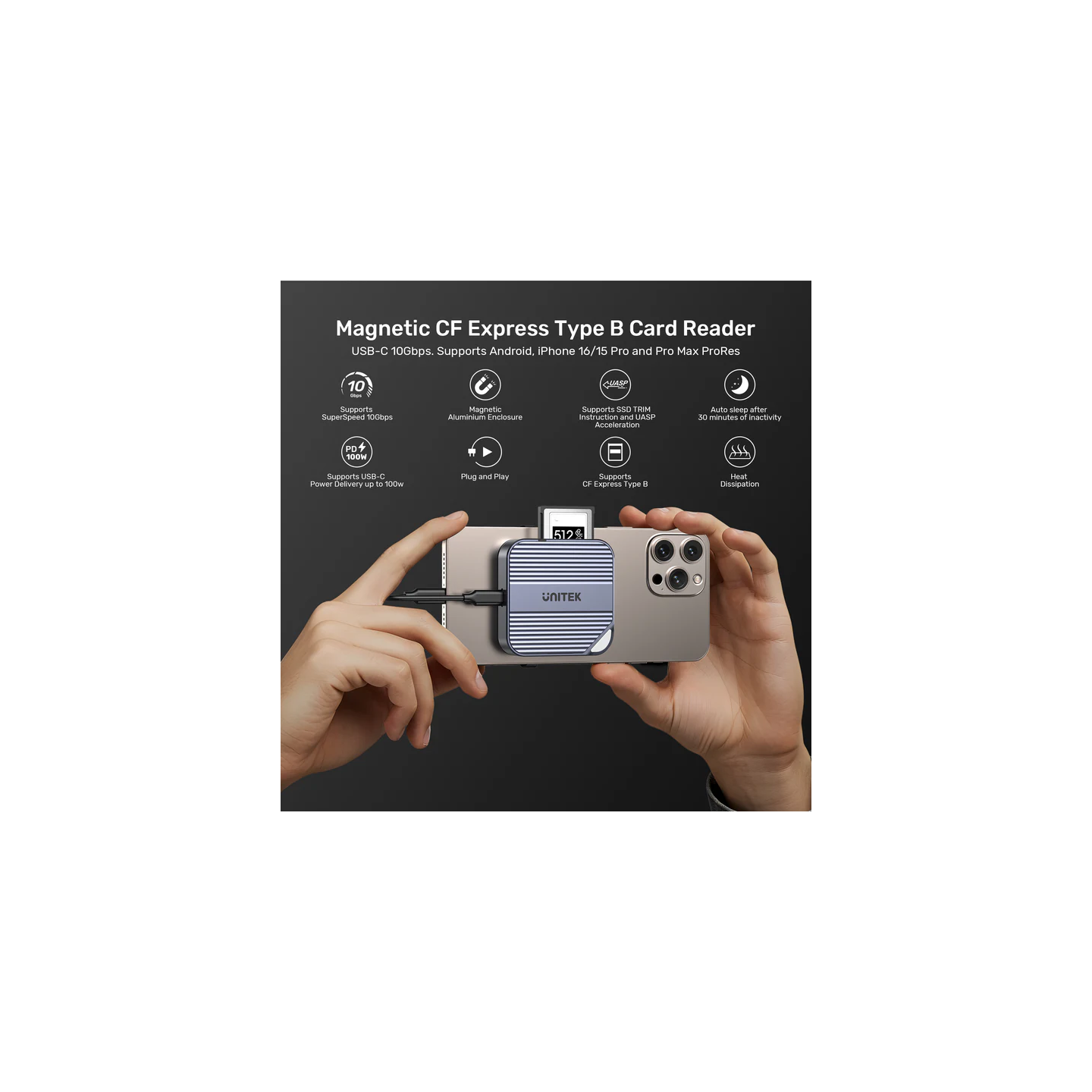 Unitek Card Reader Magnetic CF Express Type B 10Gbps - S1244B - PD100W — Buy in Cyprus with Fast Delivery