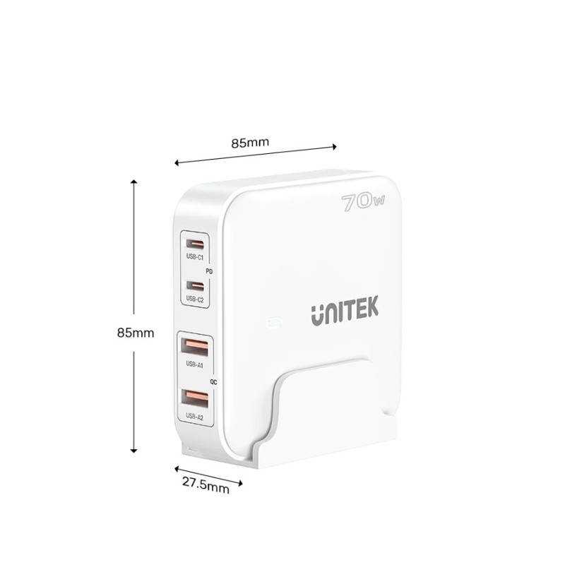 Buy Unitek Charge Desktop - P1228AWH - 70W 4in1 GaN Charger White in Cyprus, Nicosia, Limassol, Larnaka, Pafos