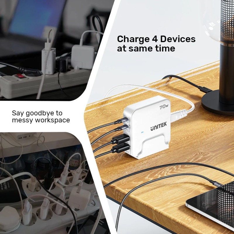 Buy Unitek Charge Desktop - P1228AWH - 70W 4in1 GaN Charger White in Cyprus, Nicosia, Limassol, Larnaka, Pafos