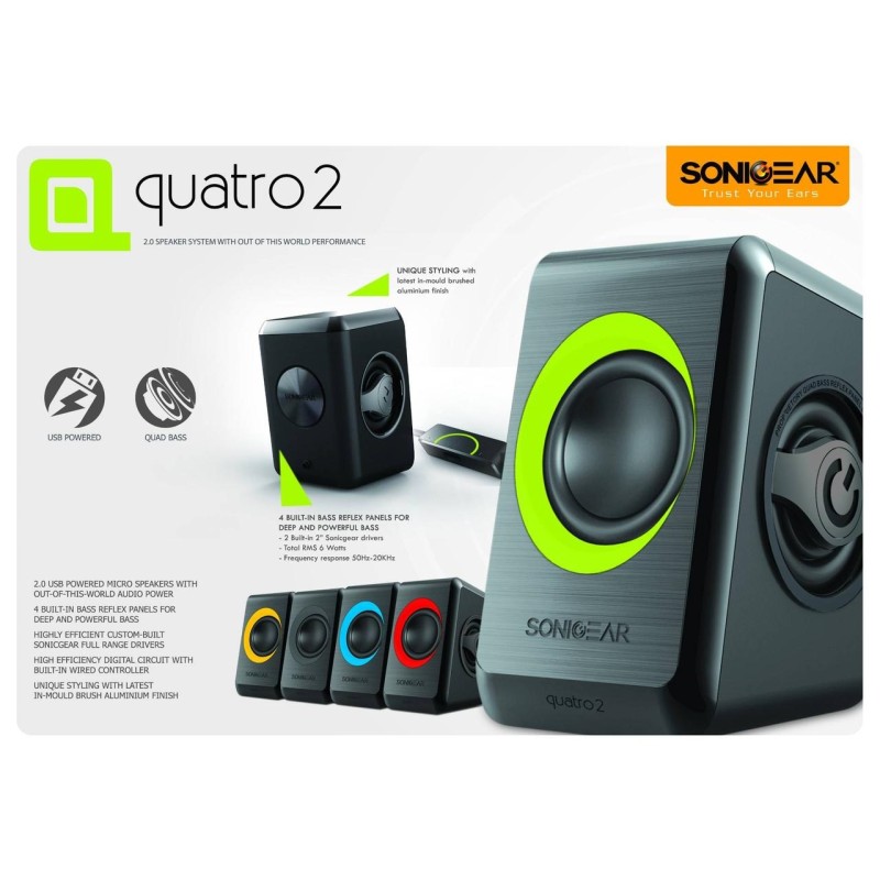 Buy Sonicgear 2.0 USB Powered PC Speakers Grey 12W - Quatro2 - 2.0 USB Powered P... in Cyprus, Nicosia, Limassol, Larnaka, Pafos