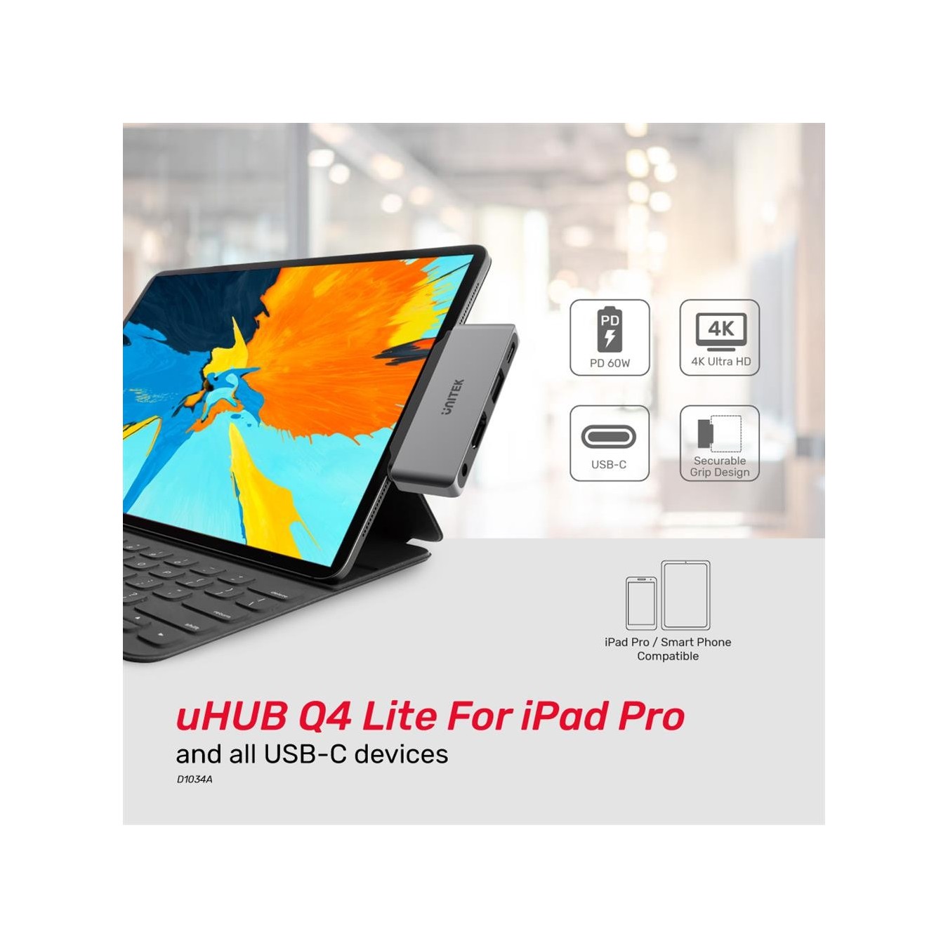 Unitek D1034A Type-C Hub – 4K HDMI 60W PD | Armenius Store