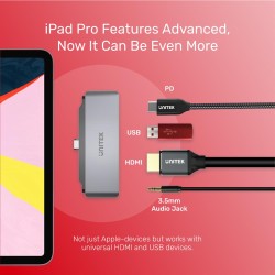 Unitek D1034A USB-C Hub 4K HDMI Audio PD for iPad Pro — Armenius Store Cyprus