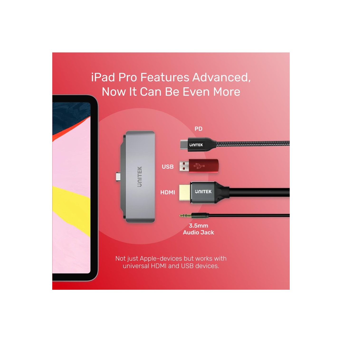 Unitek Type-C Hub USB3.1 HDMI Audio PD - D1034A - Type-C Hub USB3.1 HDMI Audio PD (Best for iPad Pro)
