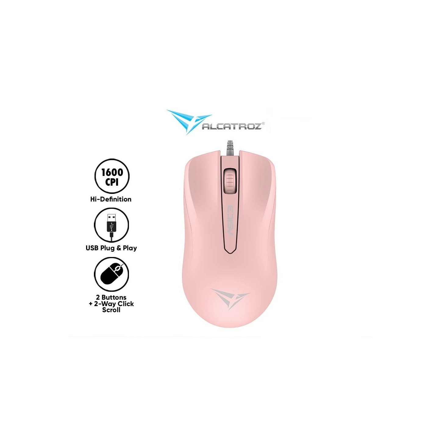 Alcatroz ASIC 3 Wired Mouse 1600 CPI Ergonomic Peach (Blister) — Buy in Cyprus with Fast Delivery