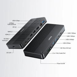 Unitek D1104A USB-C 13-in-1 8K Triple 4K Dock Station 100W PD 2.5G LAN — Armenius Store Cyprus