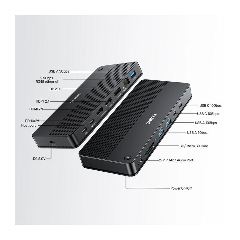 Buy Unitek D1104A USB-C 13in1 8K Triple Display Docking Station USB3.2 & 2.5G Lan in Cyprus, Nicosia, Limassol, Larnaka, Pafos