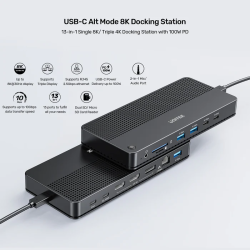 Unitek D1104A USB-C 13-in-1 8K Triple 4K Dock Station 100W PD 2.5G LAN — Armenius Store Cyprus