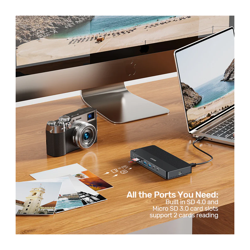 Buy Unitek D1104A USB-C 13in1 8K Triple Display Docking Station USB3.2 & 2.5G Lan in Cyprus, Nicosia, Limassol, Larnaka, Pafos