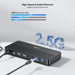 Unitek D1104A USB-C 13-in-1 8K Triple 4K Dock Station 100W PD 2.5G LAN — Armenius Store Cyprus