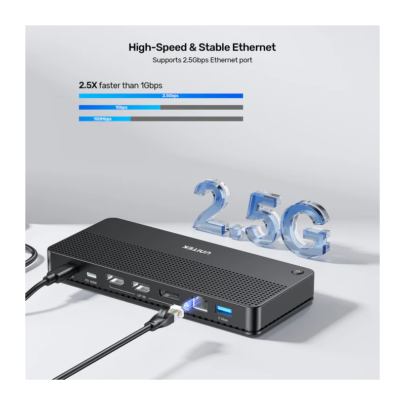 Buy Unitek D1104A USB-C 13in1 8K Triple Display Docking Station USB3.2 & 2.5G Lan in Cyprus, Nicosia, Limassol, Larnaka, Pafos