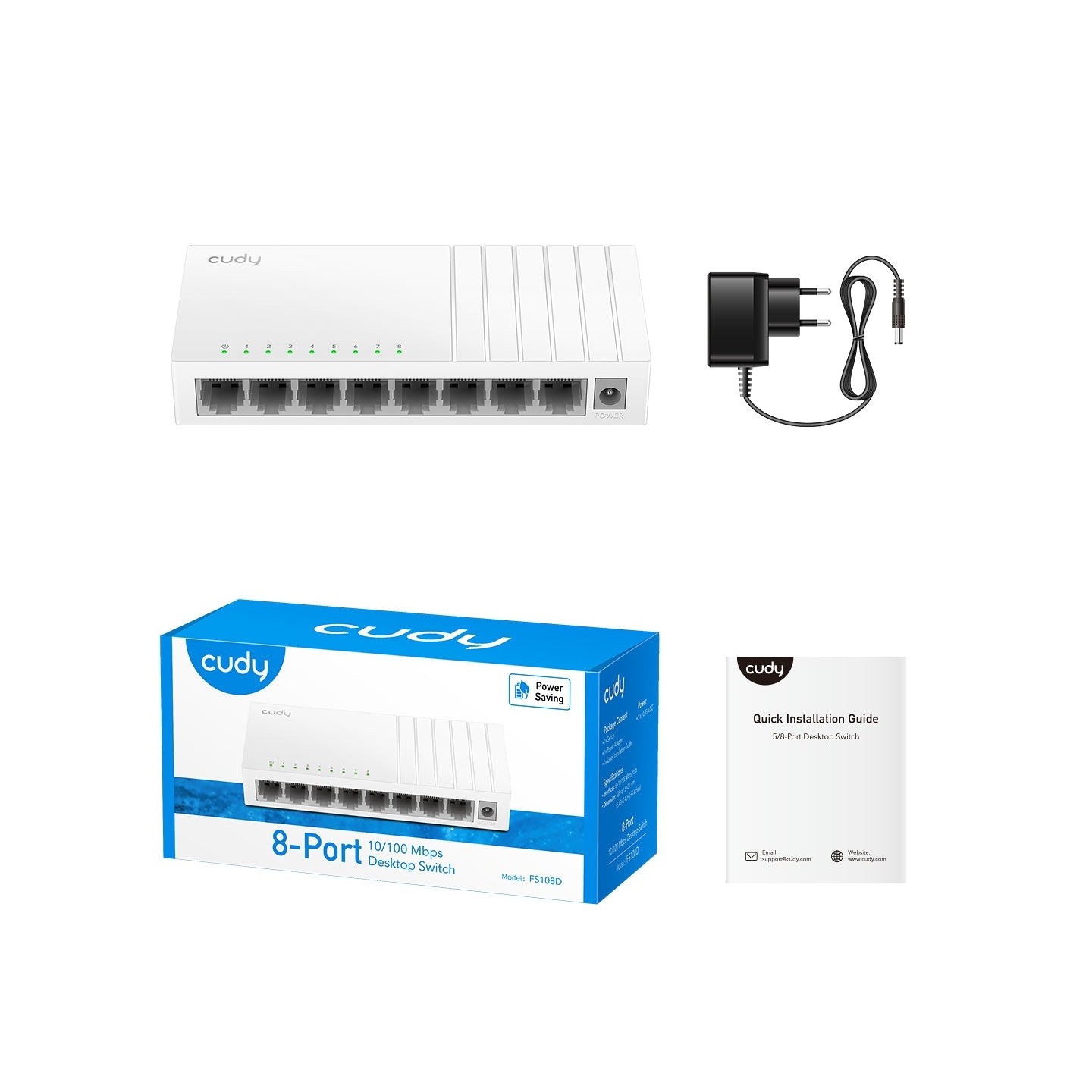Cudy Switch Fast Ethernet 8-Ports Desktop - FS108D - with UK Plug — Buy in Cyprus with Fast Delivery