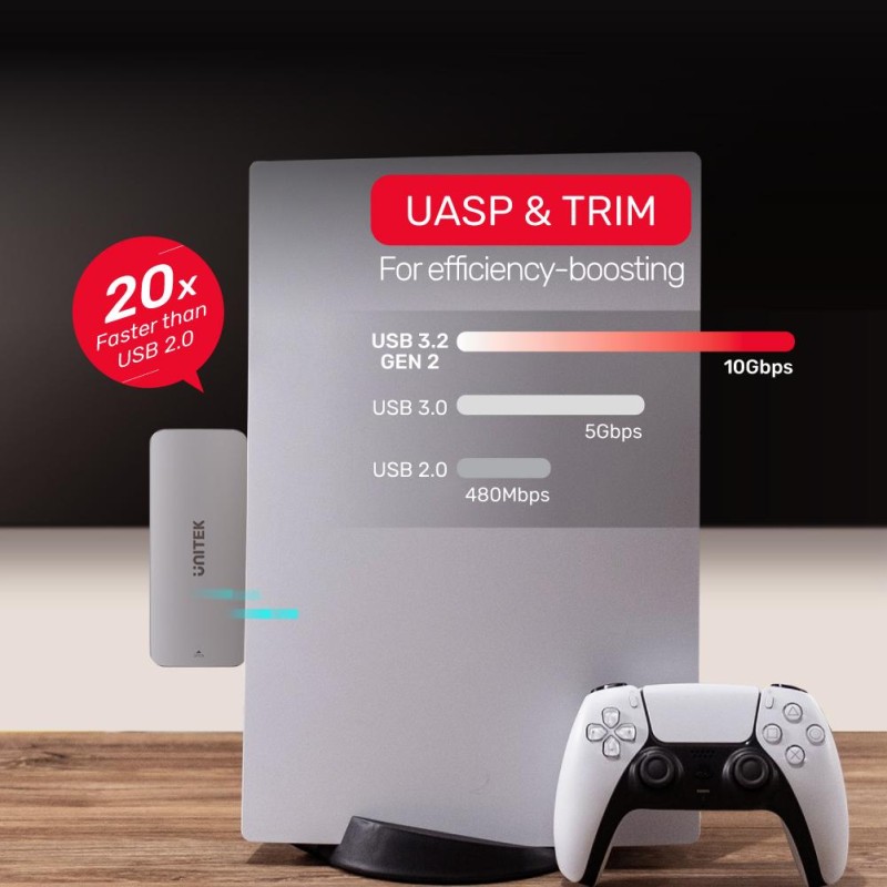 Buy Unitek PCIe NVMe M2 SSD Enclosure For PS5 Storage Expansion - S1224A - PCIe ... in Cyprus, Nicosia, Limassol, Larnaka, Pafos