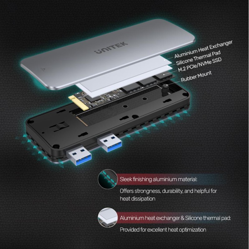 Buy Unitek PCIe NVMe M2 SSD Enclosure For PS5 Storage Expansion - S1224A - PCIe ... in Cyprus, Nicosia, Limassol, Larnaka, Pafos