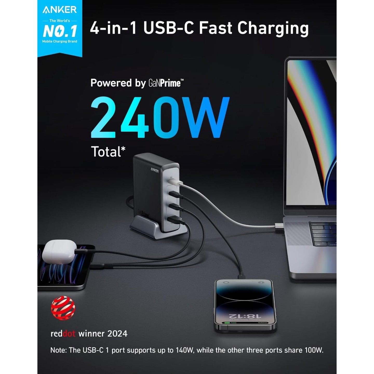 Anker Mobile Charger Wall 240W PRIME - 749 - Black — Buy in Cyprus with Fast Delivery