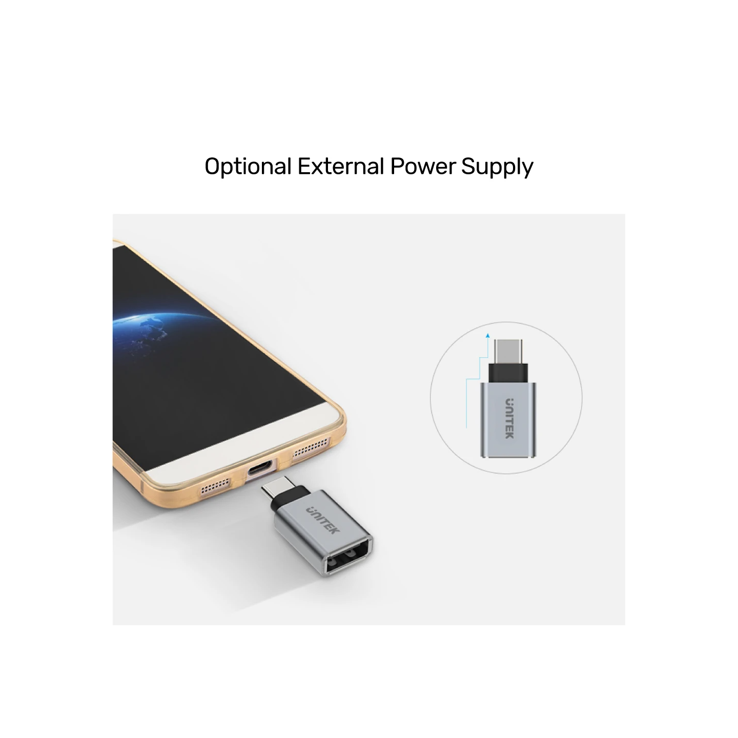 Unitek USB-A Female to USB-C Male 5Gbps Adaptor Gray - Y-A025CGY - USB-A to USB-C Adaptor, 5Gbps, Gray