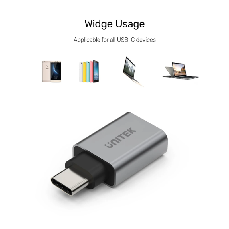 Buy Unitek USB-A Female to USB-C Male 5Gbps Adaptor Gray - Y-A025CGY - USB-A to ... in Cyprus, Nicosia, Limassol, Larnaka, Pafos