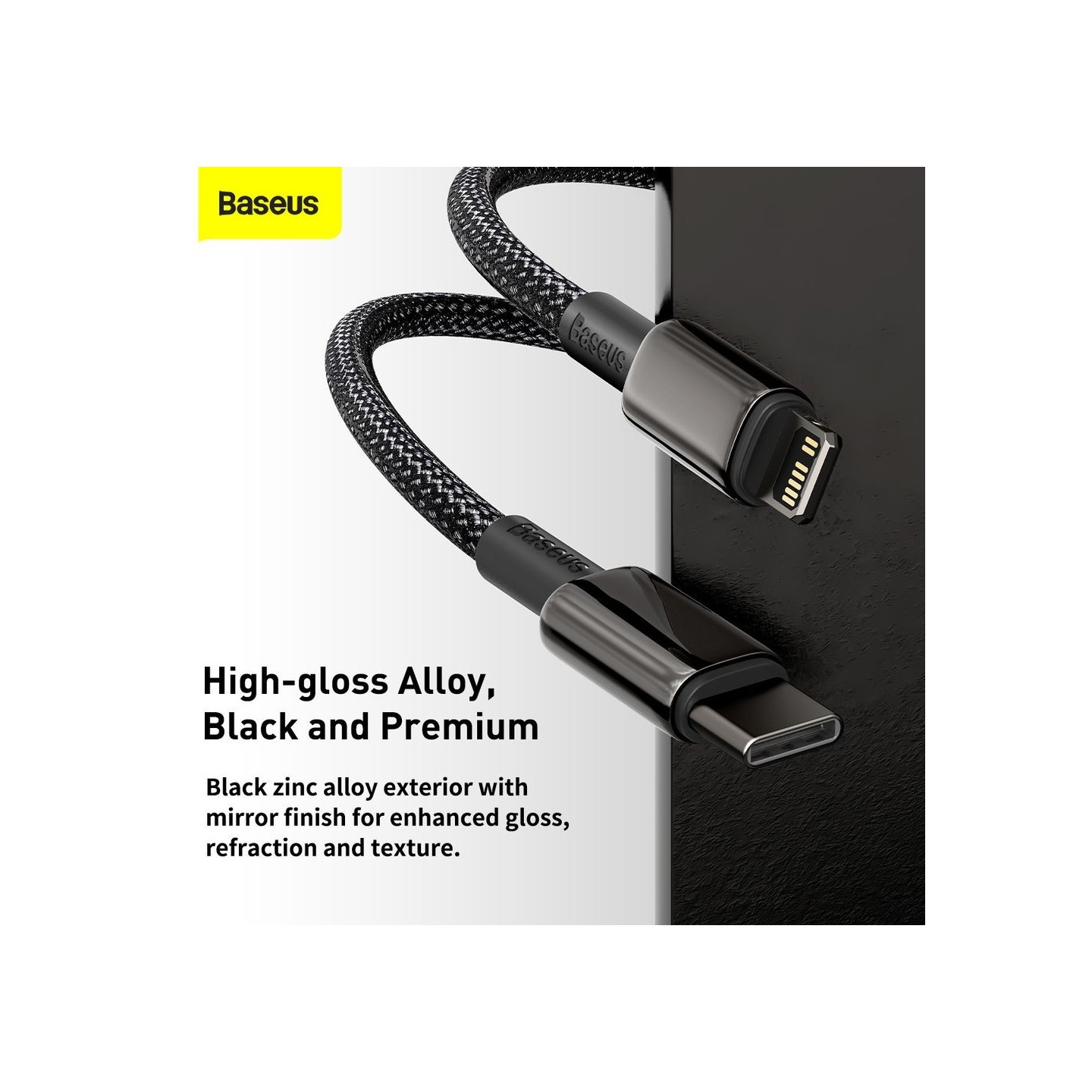 Baseus Gold Type-C to Lightning - PD 20W 2m Black — Buy in Cyprus with Fast Delivery