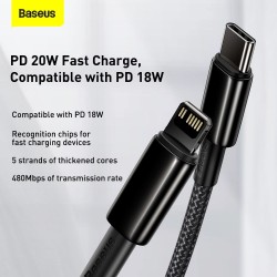 Buy Baseus Gold Type-C to Lightning - PD 20W 2m Black in Cyprus, Nicosia, Limassol, Larnaka, Pafos
