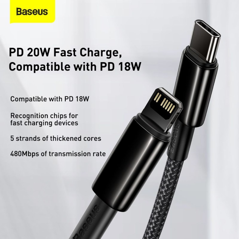 Buy Baseus Gold Type-C to Lightning - PD 20W 2m Black in Cyprus, Nicosia, Limassol, Larnaka, Pafos