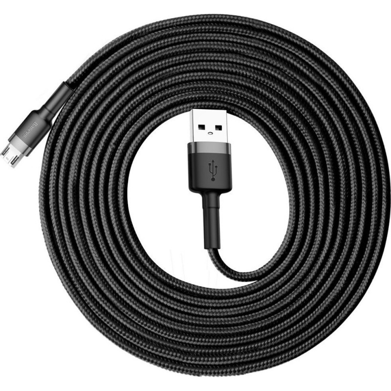 Buy Baseus Cafule Braided MicroUSB Cable - 2A 3.0m Black in Cyprus, Nicosia, Limassol, Larnaka, Pafos