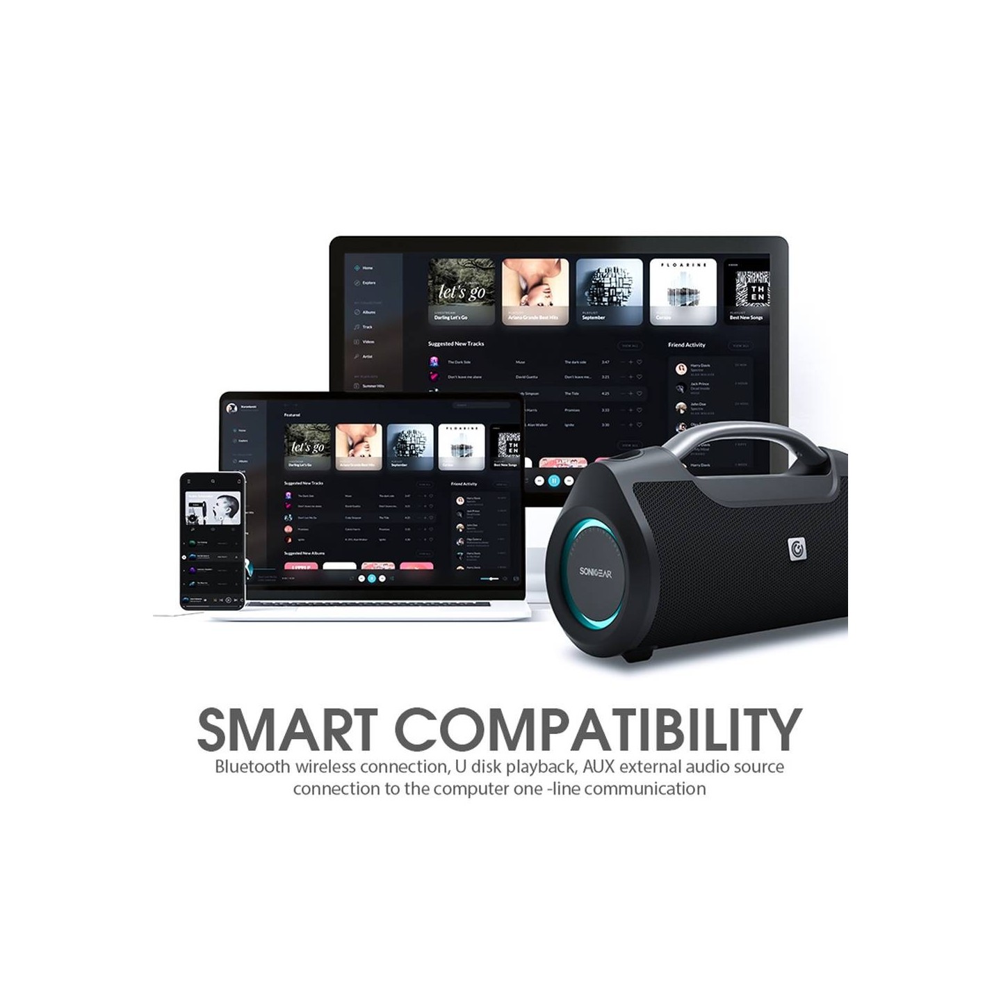 SonicGear StudioBeats III Powerful 120W Portable IPx6 Waterproof Speaker with Bluetooth, USB Large Battery, Microphon...