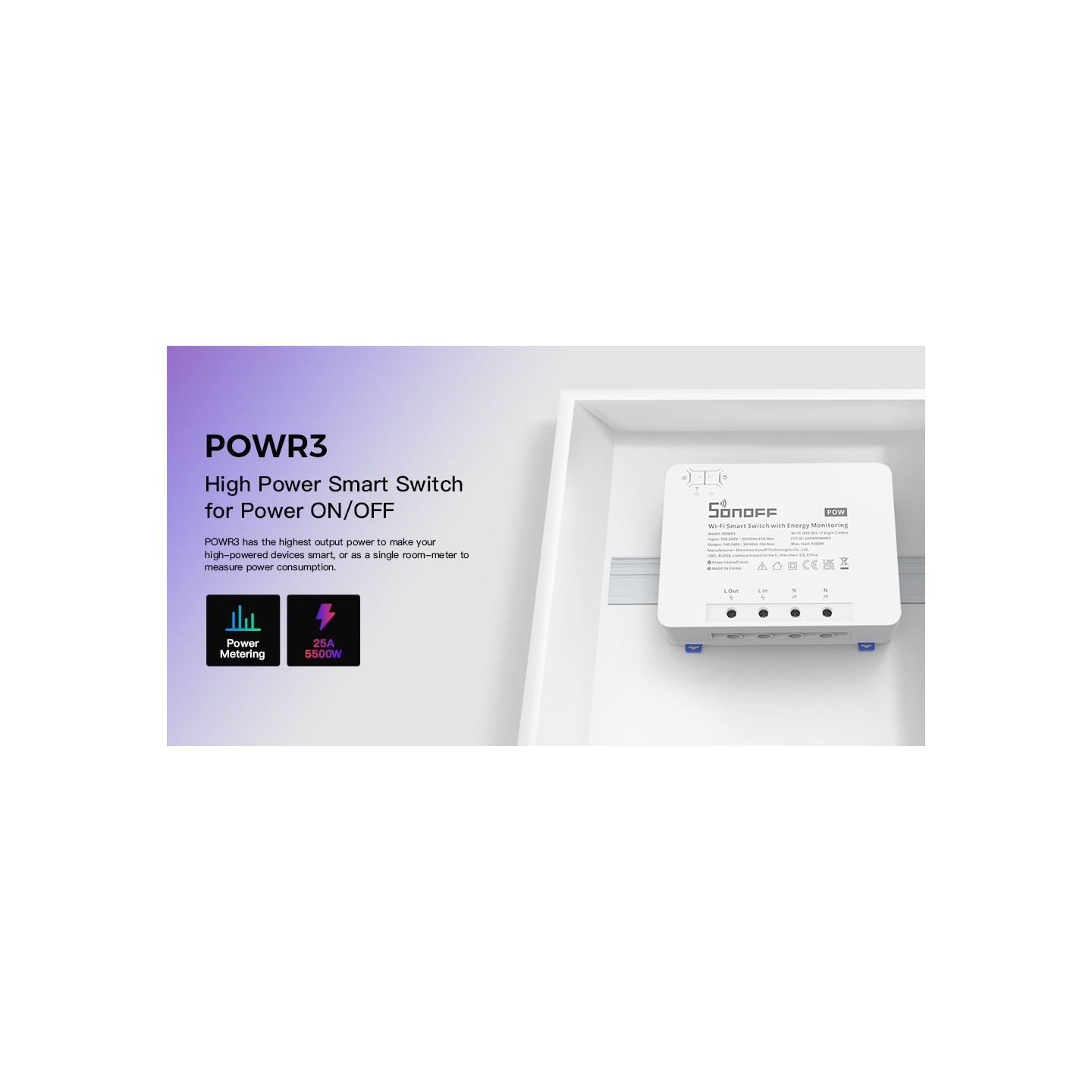 Sonoff 25A WiFi Smart Switch - Pow R3 - 25A WiFi Smart Switch — Buy in Cyprus with Fast Delivery