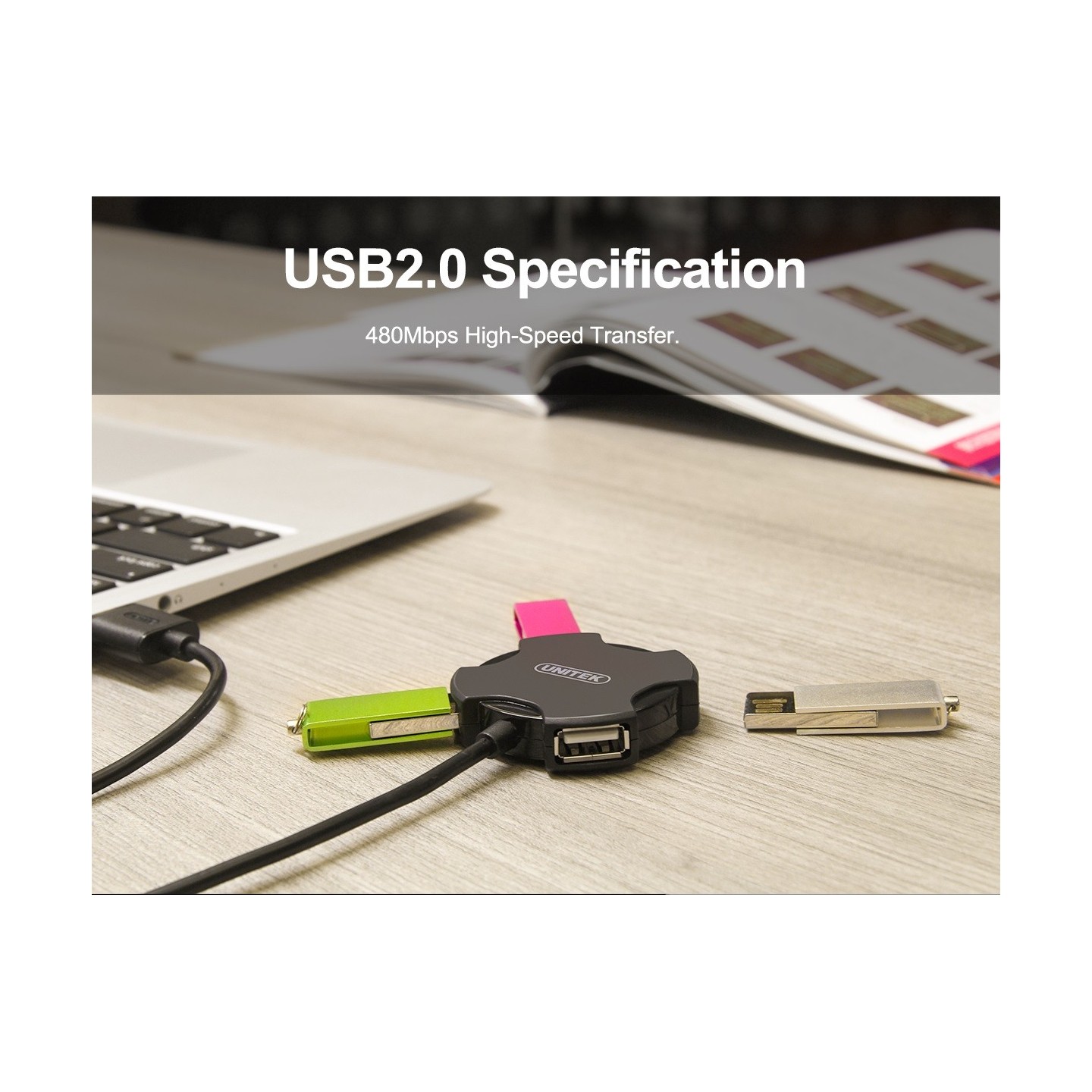 Unitek Y-2178 USB 2.0 4-Port Hub 30cm Cable | USB Expansion — Armenius Store Cyprus