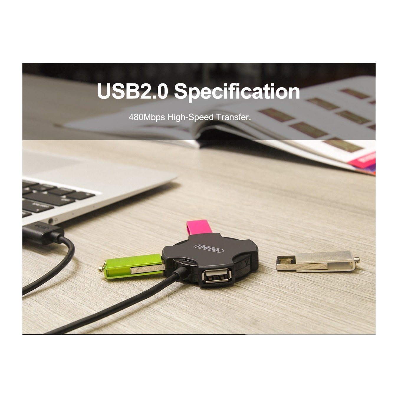 Unitek Y-2178 USB 2.0 4-Port Hub – 30cm Cable | Armenius Store