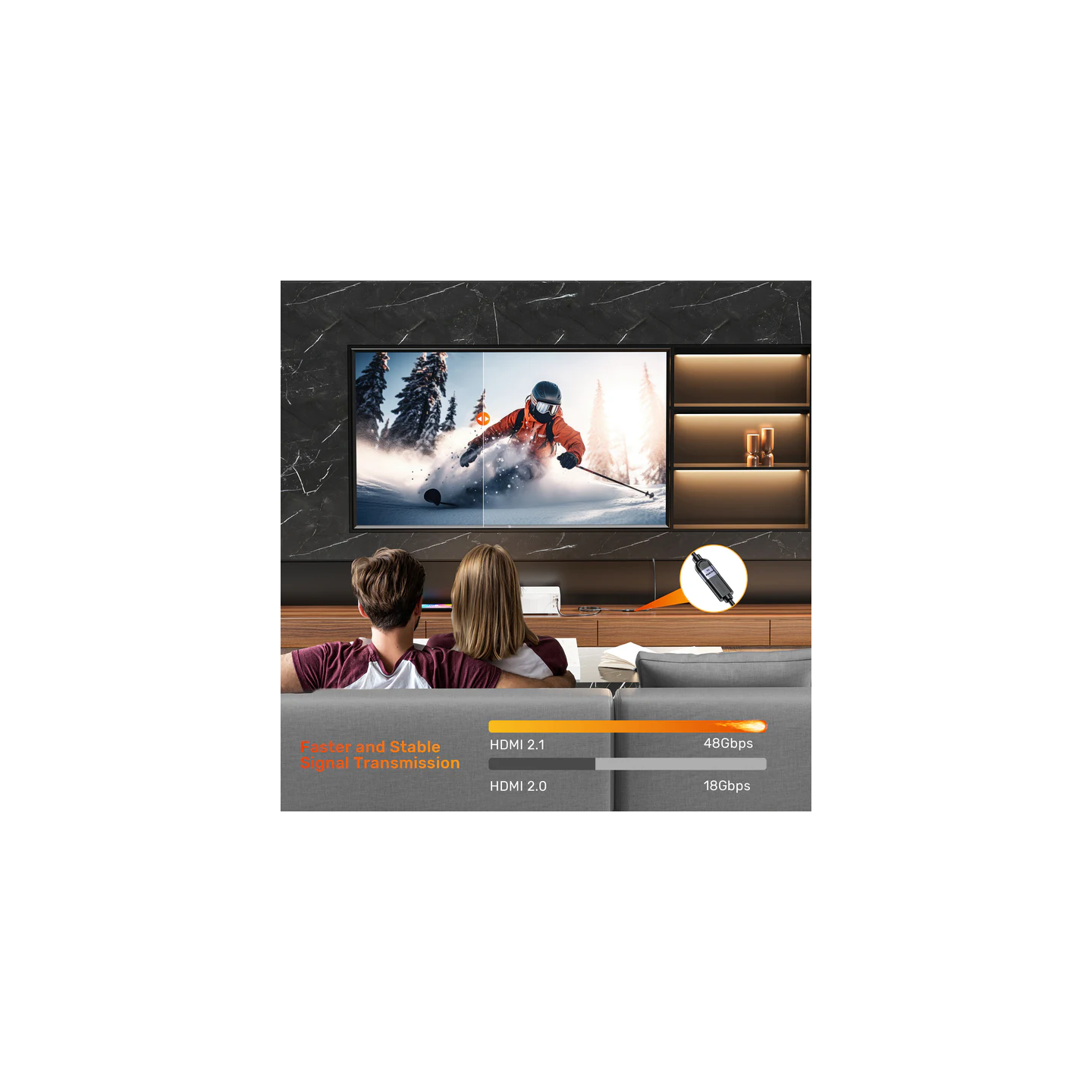 Unitek HDMI Extension - C11091A - 2.1 Male to Female 2.0m 8K60Hz — Buy in Cyprus with Fast Delivery