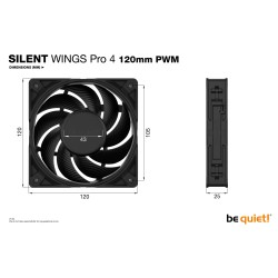 Buy be quiet! SilentWings PRO 4 120mm PWM Case Fan - Black, 4-pin PWM, 3000 RPM in Cyprus, Nicosia, Limassol, Larnaka, Pafos