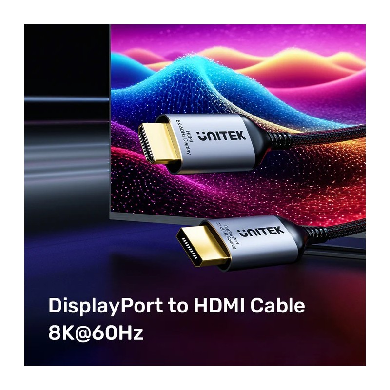 Buy Unitek DisplayPort 1.4 to HDMI 2.1 Cable - V1610A02 - 8K60Hz 1.8m in Cyprus, Nicosia, Limassol, Larnaka, Pafos