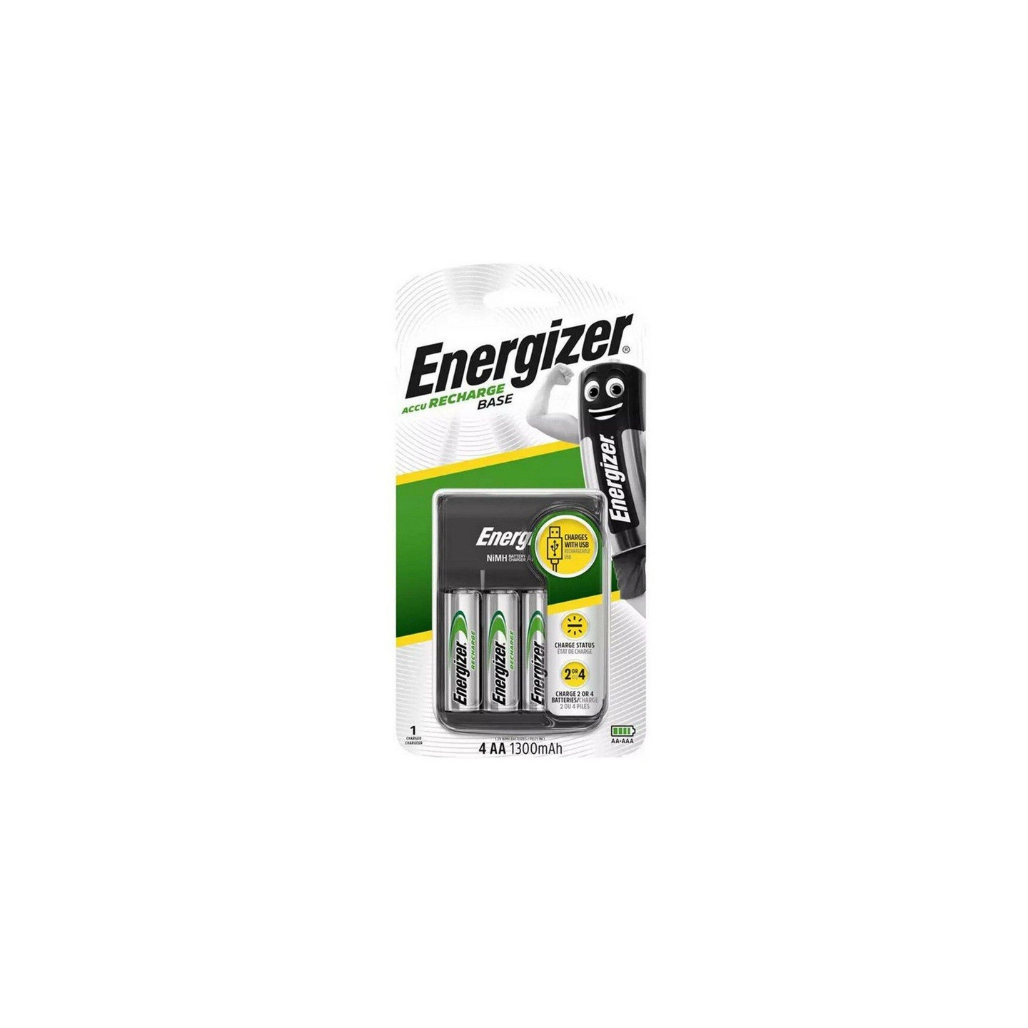 Energizer Charger for AA AAA Rechargeable Batteries - Includes 4x 1300 AA Batteries — Buy in Cyprus with Fast Delivery