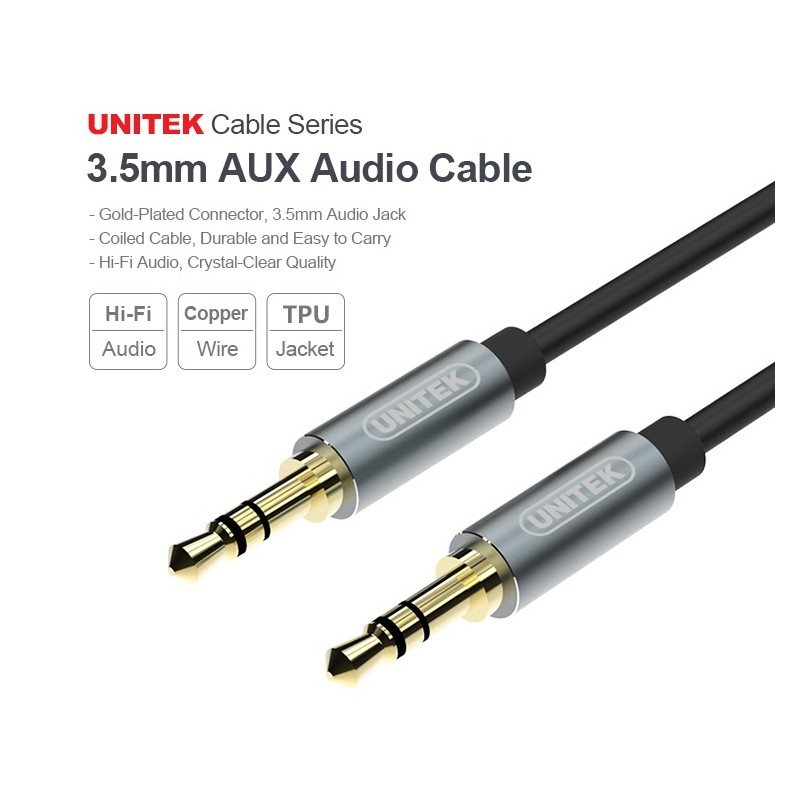 Buy Unitek Audio Cable - Y-C926ABK - 3.5mm to 3.5mm Audio Cable 1.0m in Cyprus, Nicosia, Limassol, Larnaka, Pafos