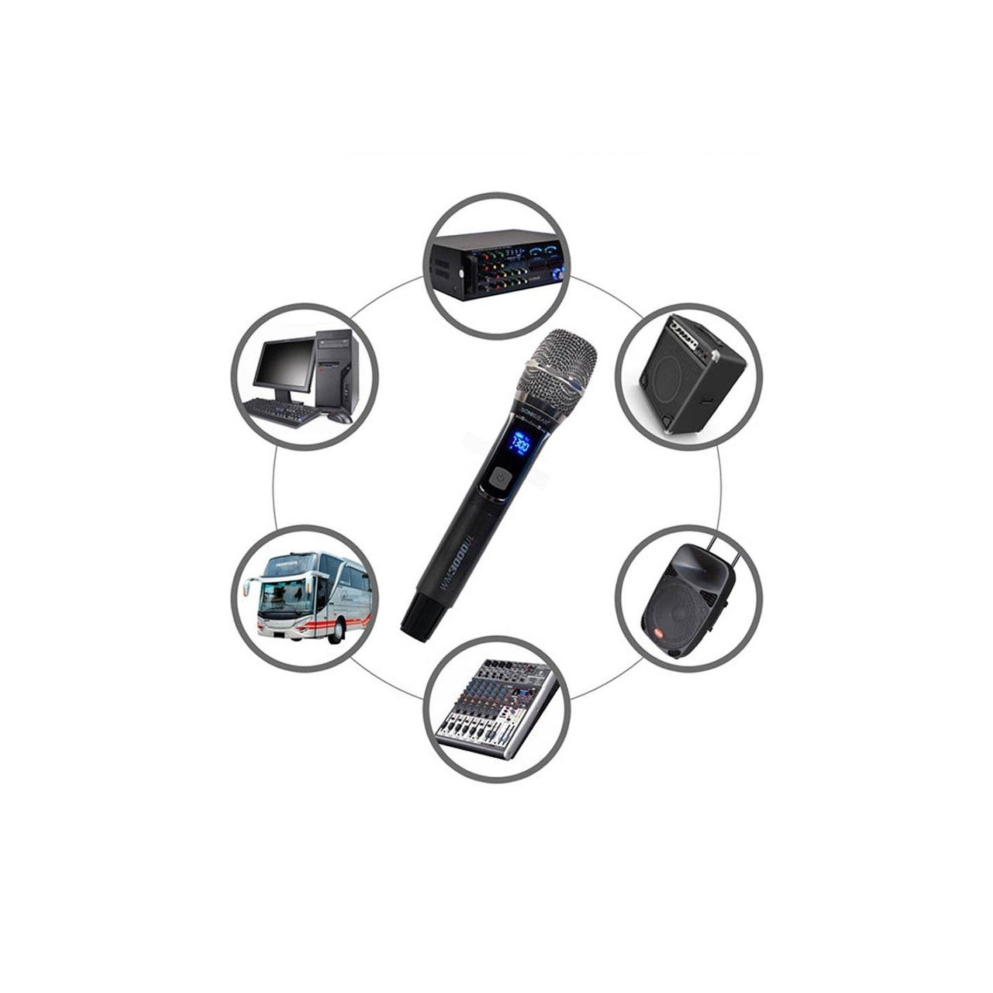 SonicGear Wireless Microphone - WM3000UL - 1xHandset Wireless UHF Microphone with Rechargeable Receiver