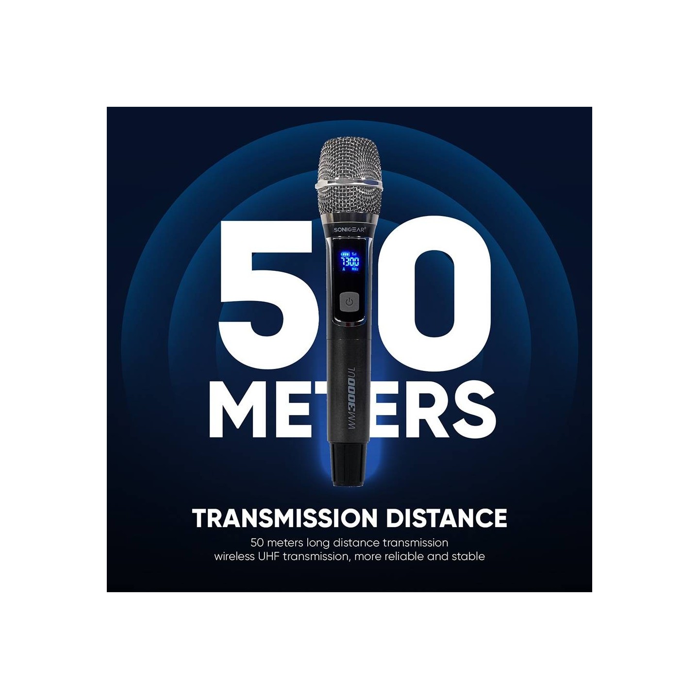 SonicGear Wireless Microphone - WM3000UL - 1xHandset Wireless UHF Microphone with Rechargeable Receiver